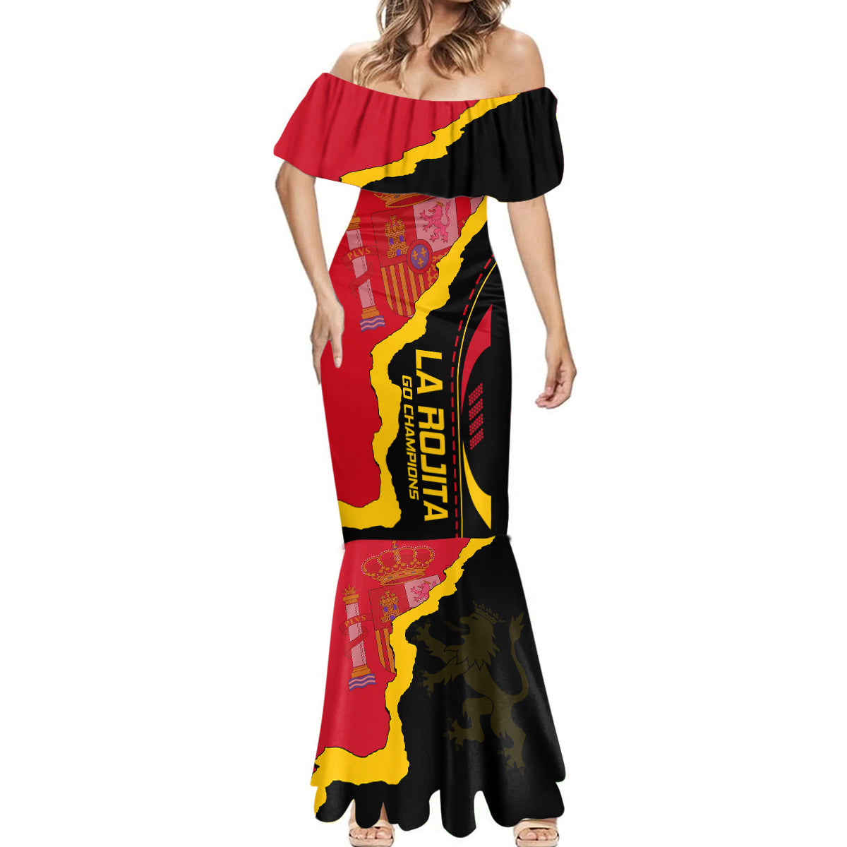 Spain Mermaid Dress La Rojita Football Go Champions - Wonder Print Shop