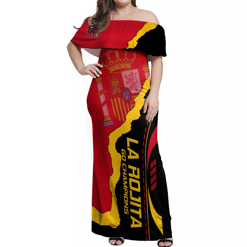 Spain Off Shoulder Maxi Dress La Rojita Football Go Champions - Wonder Print Shop