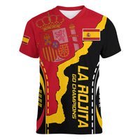 Spain Women V Neck T Shirt La Rojita Football Go Champions - Wonder Print Shop