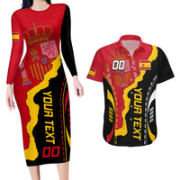 Custom Spain Couples Matching Long Sleeve Bodycon Dress and Hawaiian Shirt La Rojita Football Go Champions LT9 - Wonder Print Shop