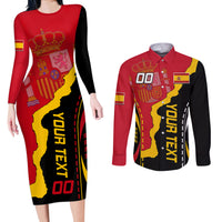 Custom Spain Couples Matching Long Sleeve Bodycon Dress and Long Sleeve Button Shirts La Rojita Football Go Champions LT9 - Wonder Print Shop