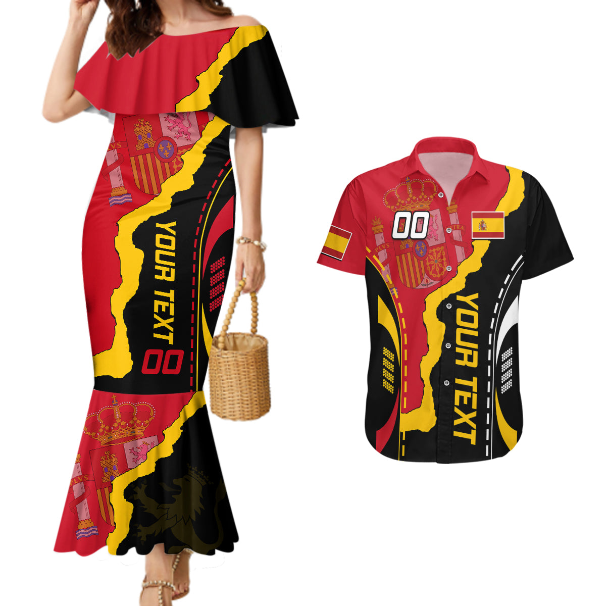 Custom Spain Couples Matching Mermaid Dress And Hawaiian Shirt La Rojita Football Go Champions LT9 - Wonder Print Shop