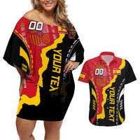 Custom Spain Couples Matching Off Shoulder Short Dress and Hawaiian Shirt La Rojita Football Go Champions LT9 - Wonder Print Shop