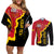 Custom Spain Couples Matching Off Shoulder Short Dress and Long Sleeve Button Shirts La Rojita Football Go Champions LT9 - Wonder Print Shop