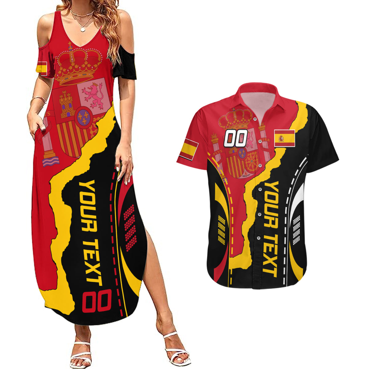 Custom Spain Couples Matching Summer Maxi Dress and Hawaiian Shirt La Rojita Football Go Champions LT9 - Wonder Print Shop