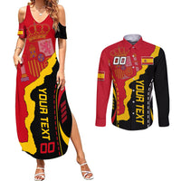 Custom Spain Couples Matching Summer Maxi Dress and Long Sleeve Button Shirts La Rojita Football Go Champions LT9 - Wonder Print Shop