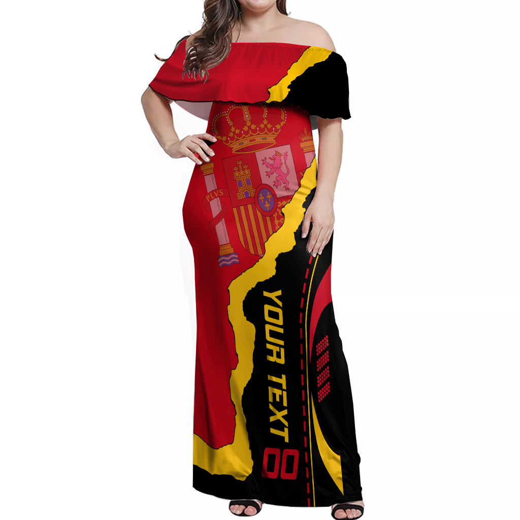 Custom Spain Off Shoulder Maxi Dress La Rojita Football Go Champions - Wonder Print Shop
