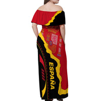 Custom Spain Off Shoulder Maxi Dress La Rojita Football Go Champions - Wonder Print Shop