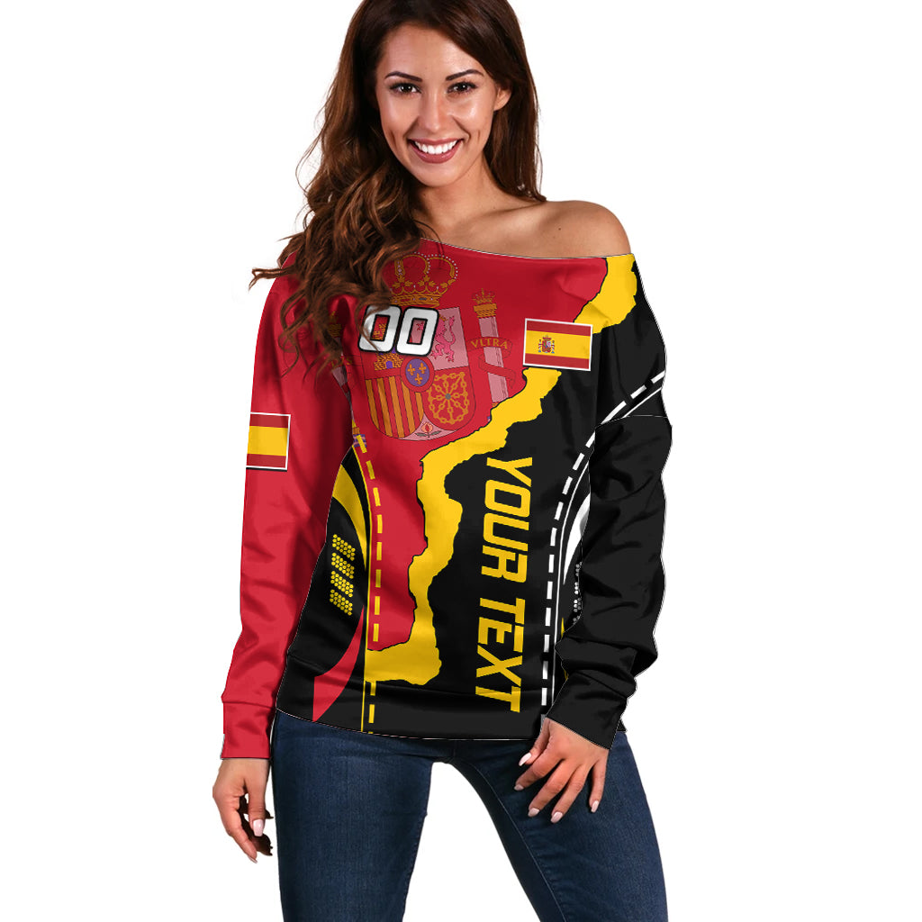 Custom Spain Off Shoulder Sweater La Rojita Football Go Champions - Wonder Print Shop