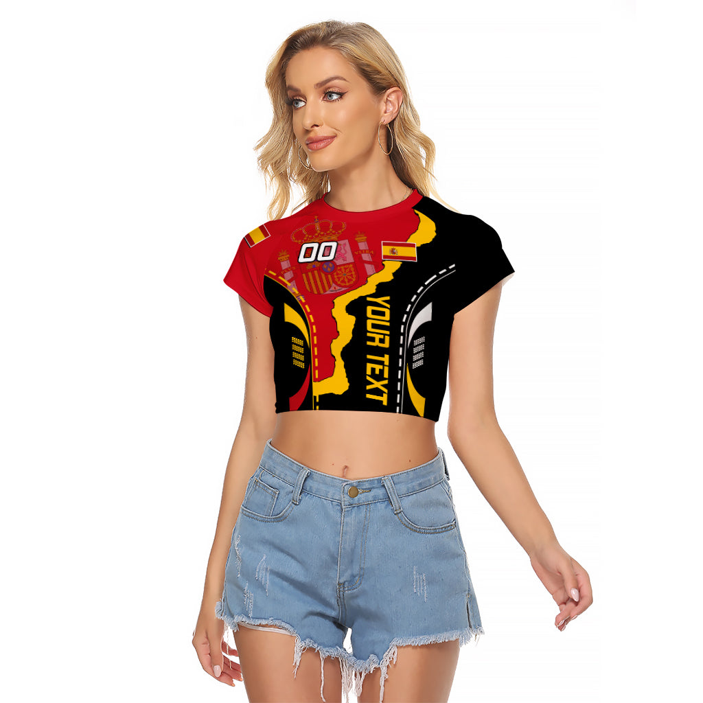 Custom Spain Raglan Cropped T Shirt La Rojita Football Go Champions - Wonder Print Shop