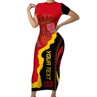 Custom Spain Short Sleeve Bodycon Dress La Rojita Football Go Champions - Wonder Print Shop