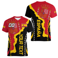 Custom Spain Women V Neck T Shirt La Rojita Football Go Champions - Wonder Print Shop