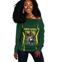 South Africa Rugby National Heritage Custom Off Shoulder Sweater Traditional Ndebele Inspired