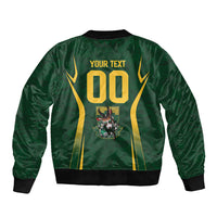 South Africa Rugby National Heritage Custom Sleeve Zip Bomber Jacket Traditional Ndebele Inspired
