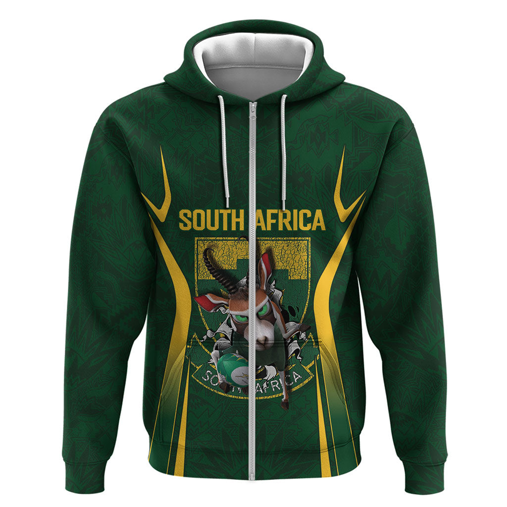 South Africa Rugby National Heritage Custom Zip Hoodie Traditional Ndebele Inspired