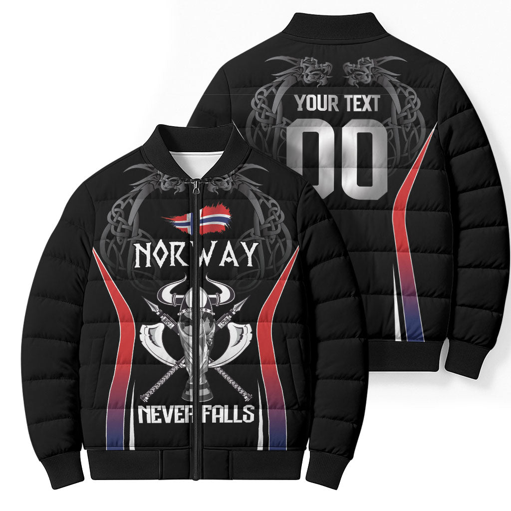 Custom Norway Viking Heritage Bomber Puffer Jacket Norge Never Falls Quarterfinal Edition
