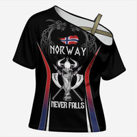 Custom Norway Viking Heritage Cross Shoulder Shirt Norge Never Falls Quarterfinal Edition