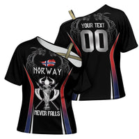 Custom Norway Viking Heritage Cross Shoulder Shirt Norge Never Falls Quarterfinal Edition