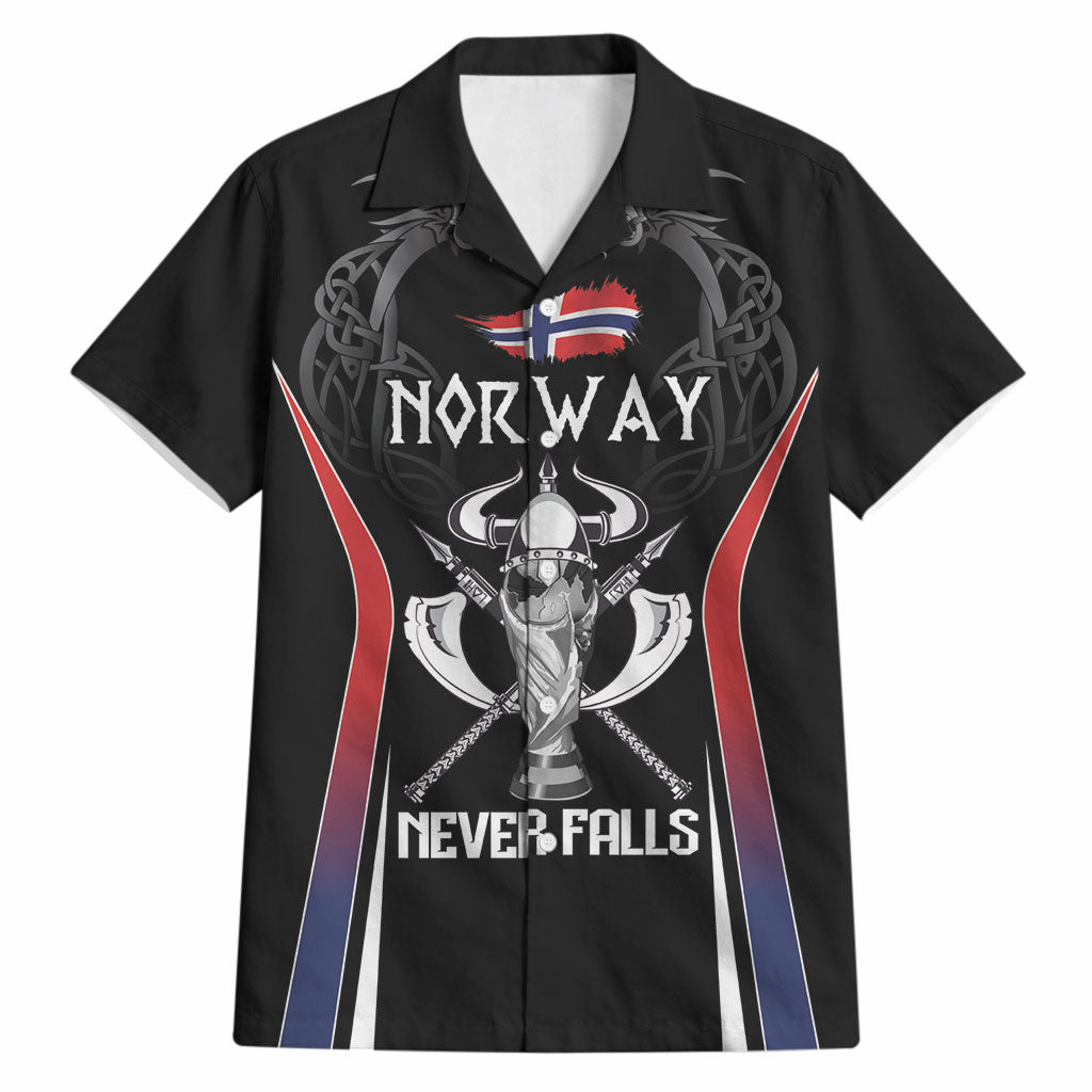Custom Norway Viking Heritage Hawaiian Shirt Norge Never Falls Quarterfinal Edition