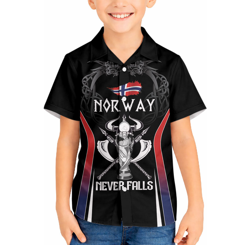 Custom Norway Viking Heritage Hawaiian Shirt Norge Never Falls Quarterfinal Edition
