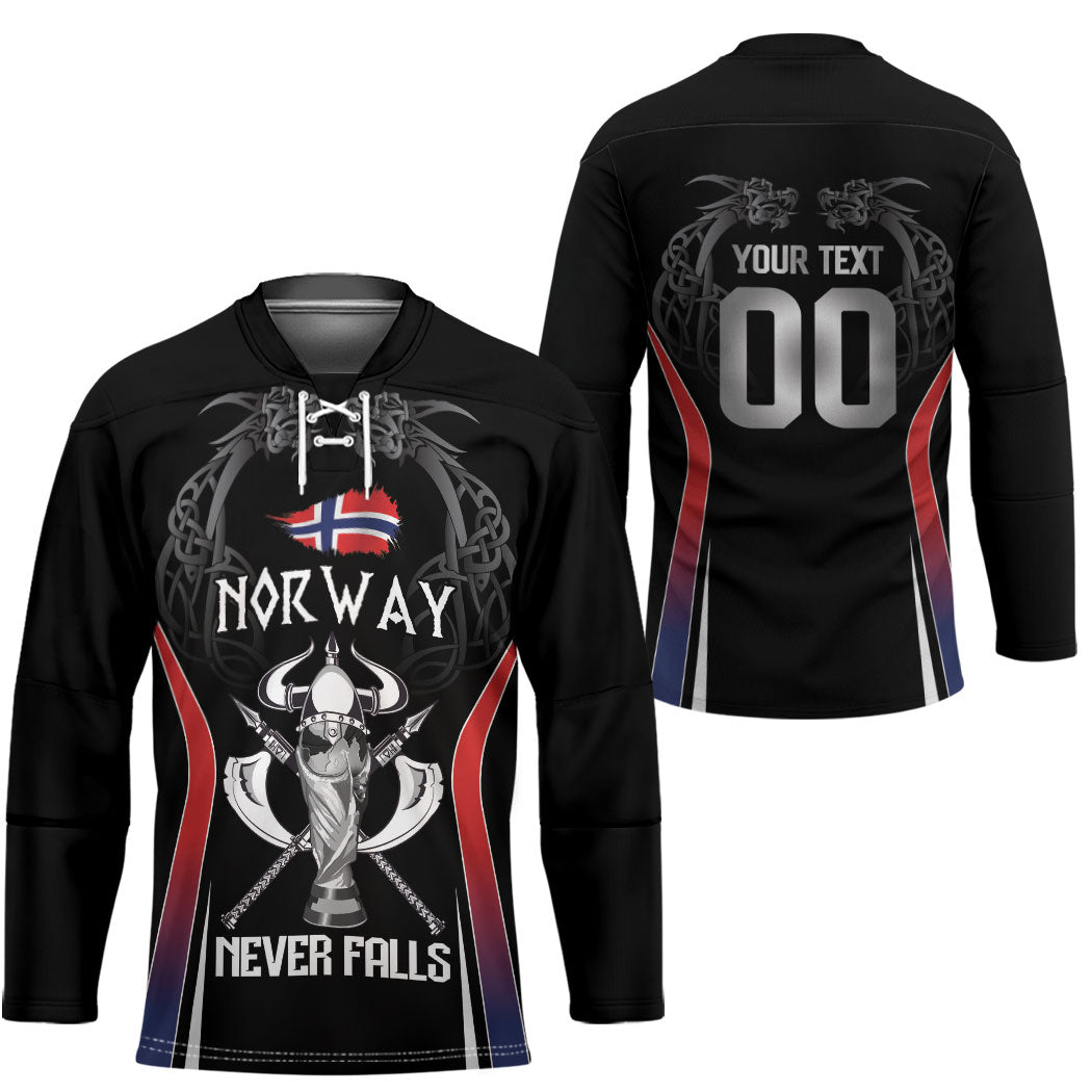 Custom Norway Viking Heritage Hockey Jersey Norge Never Falls Quarterfinal Edition