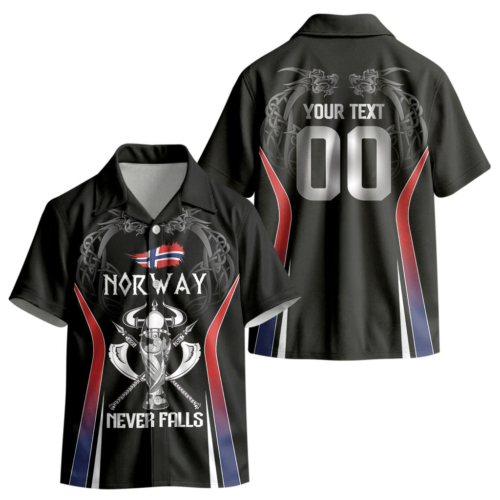 Custom Norway Viking Heritage Kid Hawaiian Shirt Norge Never Falls Quarterfinal Edition