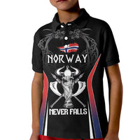 Custom Norway Viking Heritage Kid Polo Shirt Norge Never Falls Quarterfinal Edition