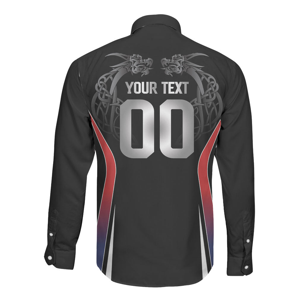 Custom Norway Viking Heritage Long Sleeve Button Shirt Norge Never Falls Quarterfinal Edition