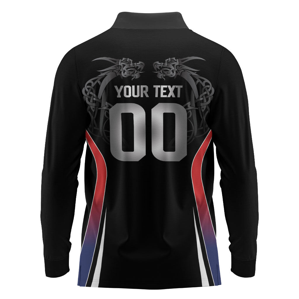 Custom Norway Viking Heritage Long Sleeve Polo Shirt Norge Never Falls Quarterfinal Edition