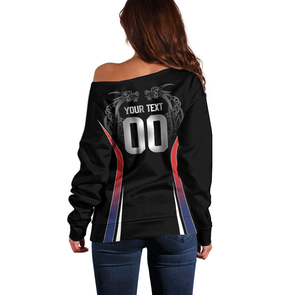 Custom Norway Viking Heritage Off Shoulder Sweater Norge Never Falls Quarterfinal Edition