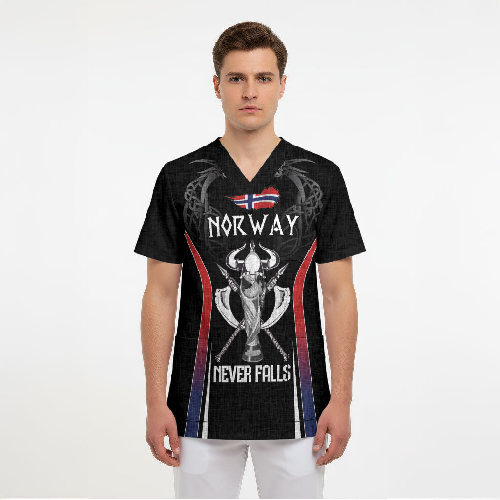 Custom Norway Viking Heritage Scrub Top Norge Never Falls Quarterfinal Edition