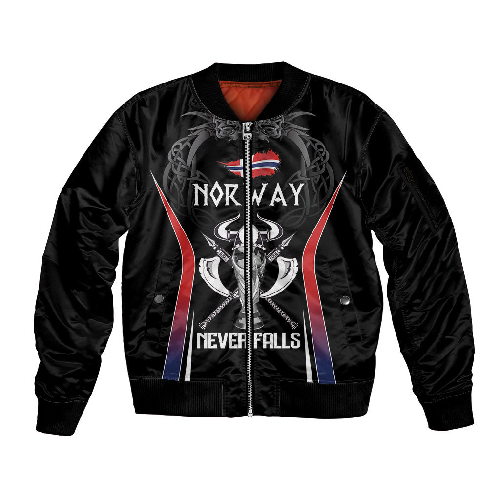 Custom Norway Viking Heritage Sleeve Zip Bomber Jacket Norge Never Falls Quarterfinal Edition