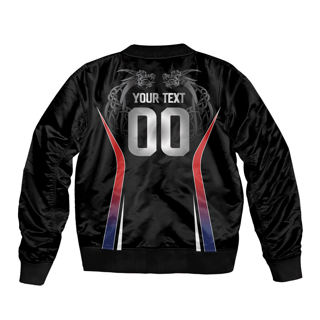 Custom Norway Viking Heritage Sleeve Zip Bomber Jacket Norge Never Falls Quarterfinal Edition