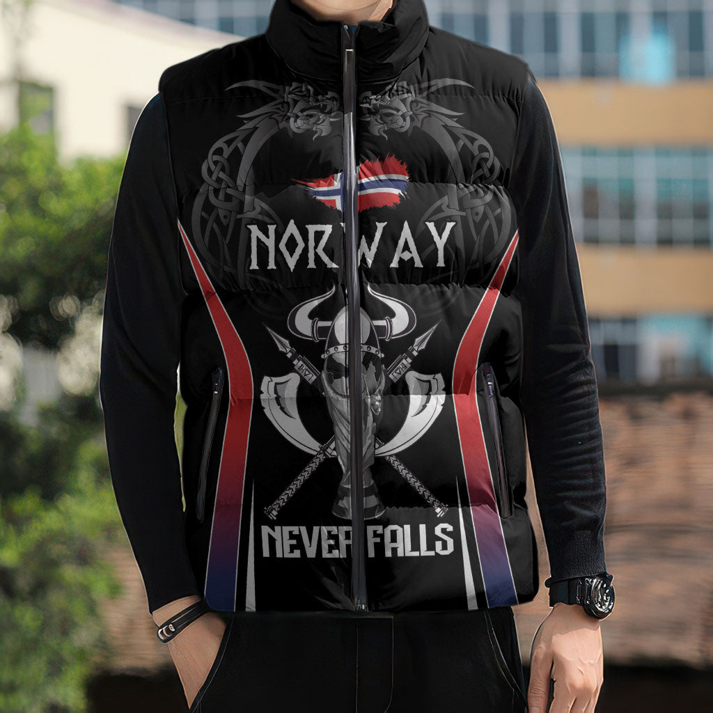 Custom Norway Viking Heritage Sleeveless Puffer Jacket Norge Never Falls Quarterfinal Edition