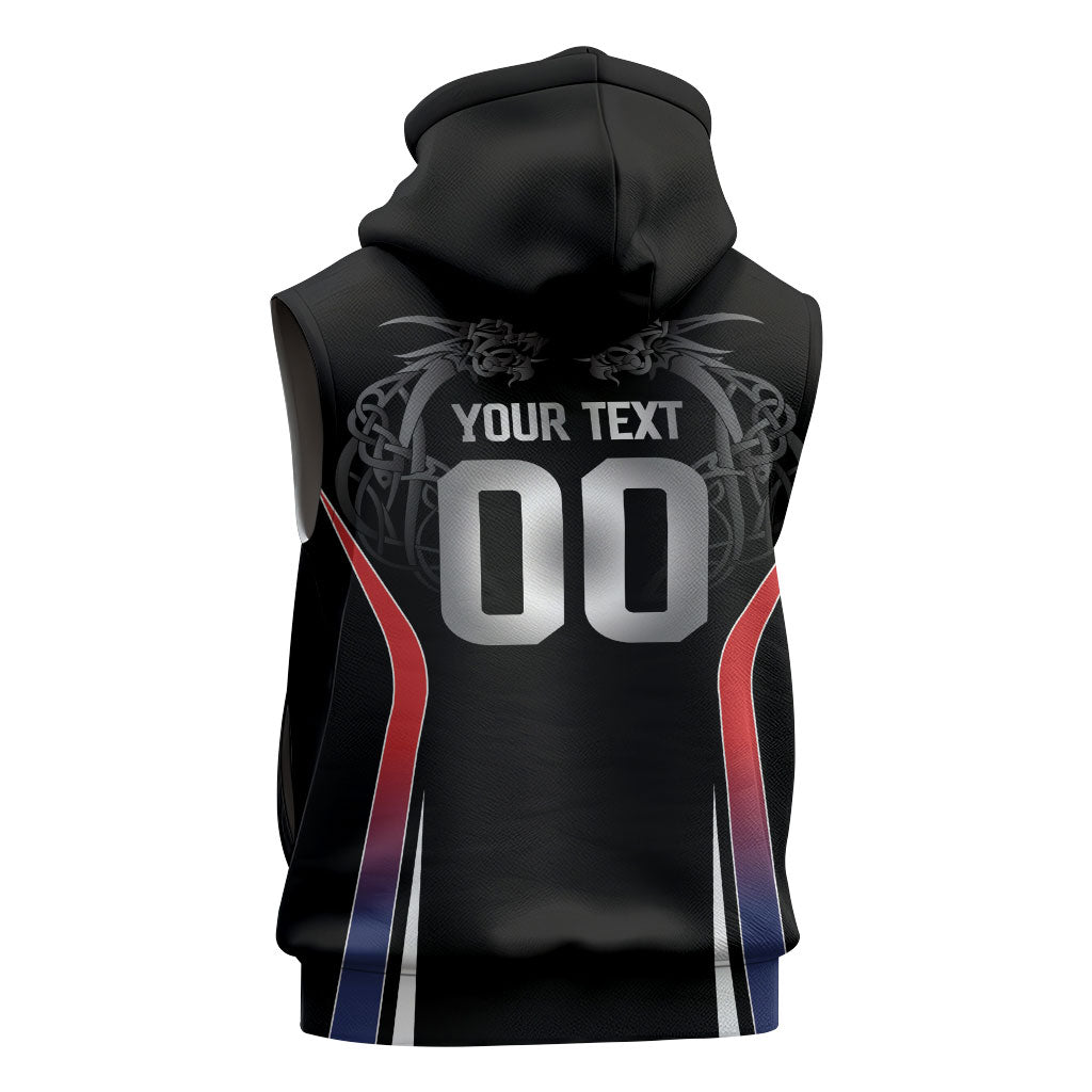 Custom Norway Viking Heritage Sleeveless Zip Hoodie Norge Never Falls Quarterfinal Edition