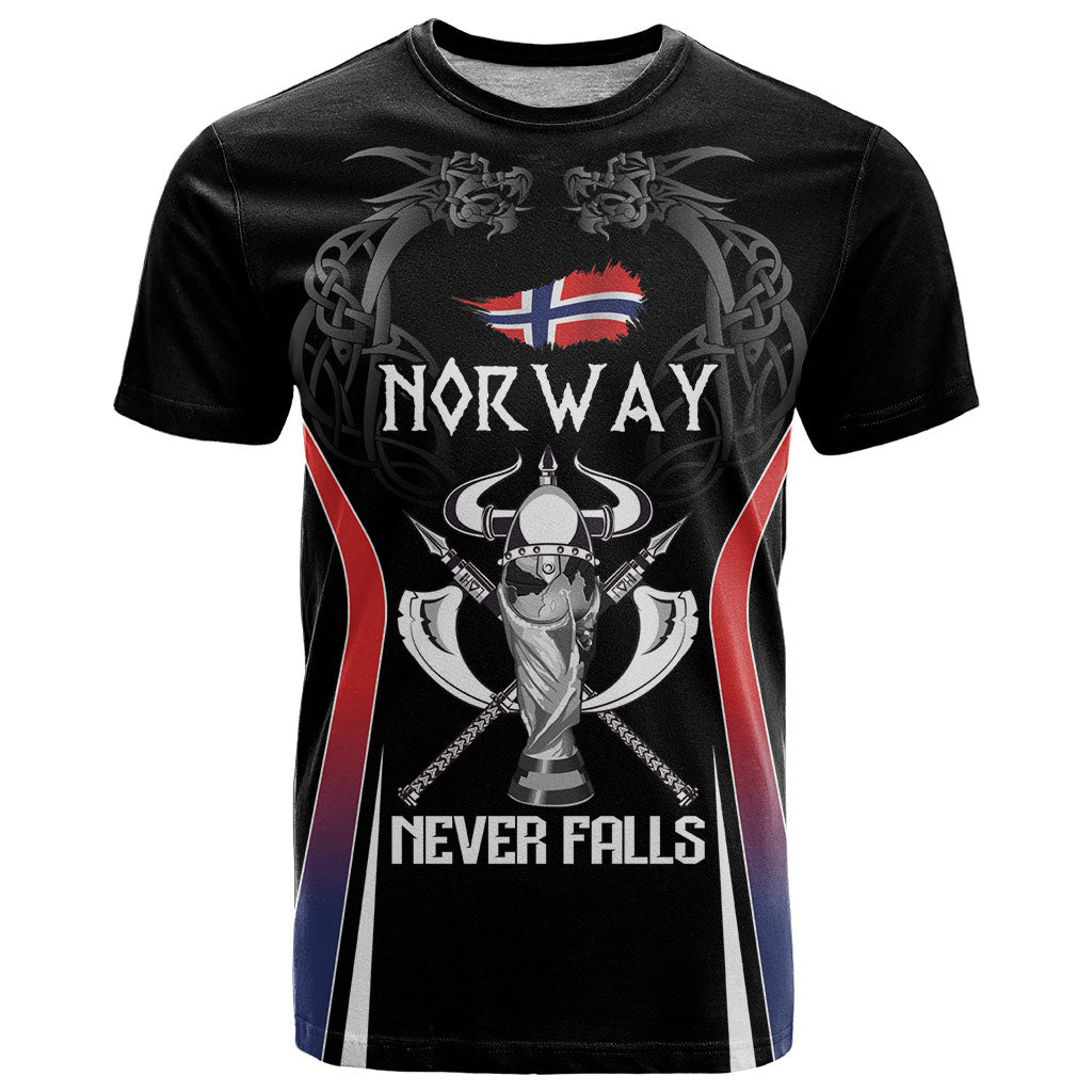 Custom Norway Viking Heritage T Shirt Norge Never Falls Quarterfinal Edition