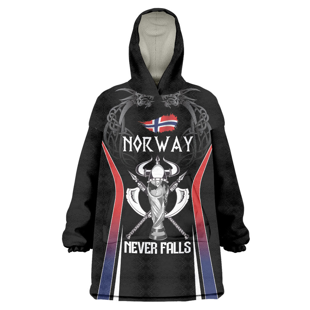 Custom Norway Viking Heritage Wearable Blanket Hoodie Norge Never Falls Quarterfinal Edition