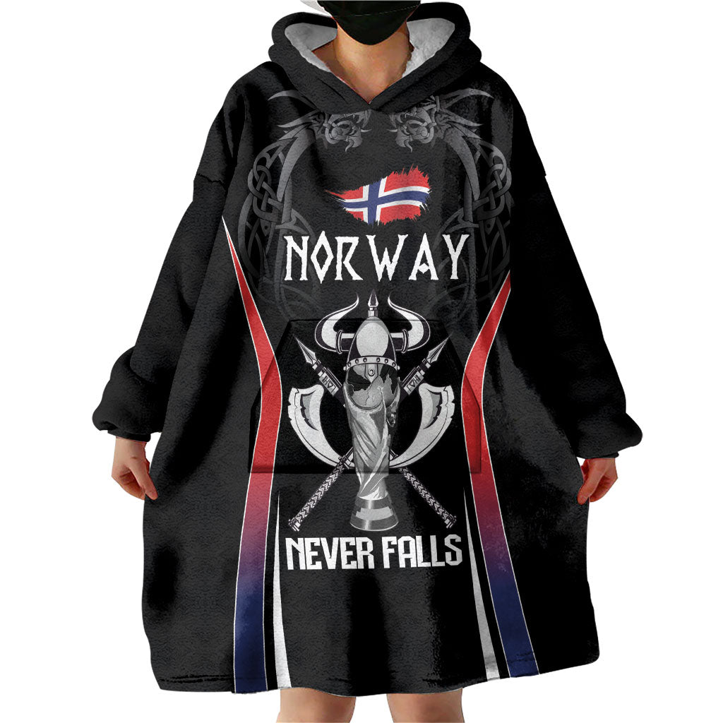Custom Norway Viking Heritage Wearable Blanket Hoodie Norge Never Falls Quarterfinal Edition