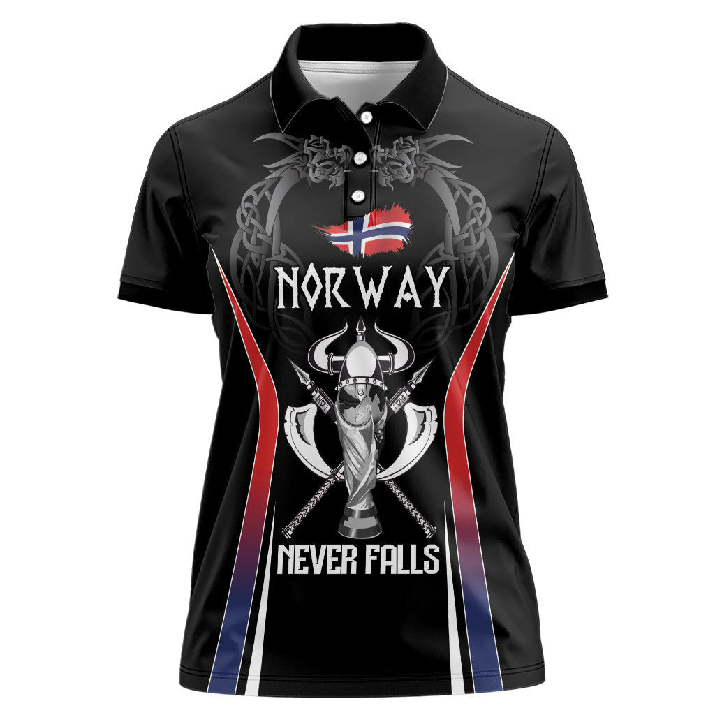 Custom Norway Viking Heritage Women Polo Shirt Norge Never Falls Quarterfinal Edition