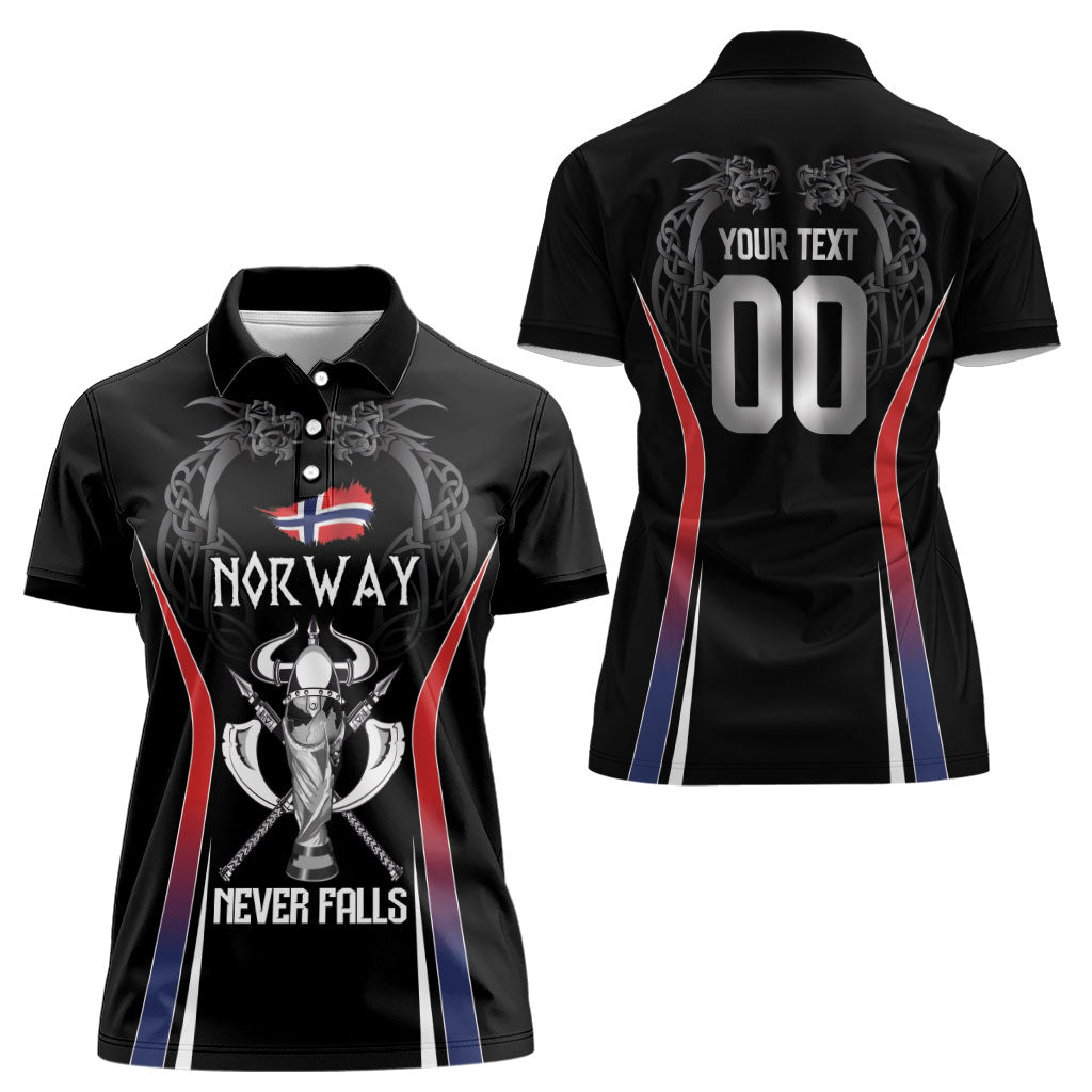Custom Norway Viking Heritage Women Polo Shirt Norge Never Falls Quarterfinal Edition