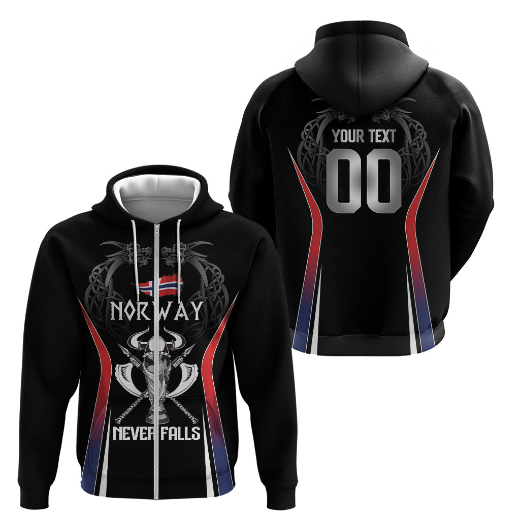 Custom Norway Viking Heritage Zip Hoodie Norge Never Falls Quarterfinal Edition