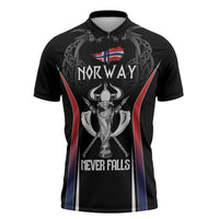 Custom Norway Viking Heritage Zipper Polo Shirt Norge Never Falls Quarterfinal Edition