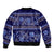 Azerbaijan Bomber Jacket Traditional Pattern Ornament With Flowers Buta Blue LT9 - Wonder Print Shop