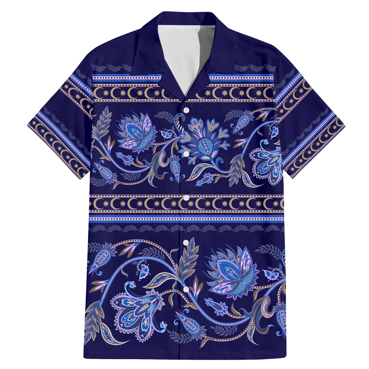 Azerbaijan Family Matching Mermaid Dress and Hawaiian Shirt Traditional Pattern Ornament With Flowers Buta Blue LT9 - Wonder Print Shop