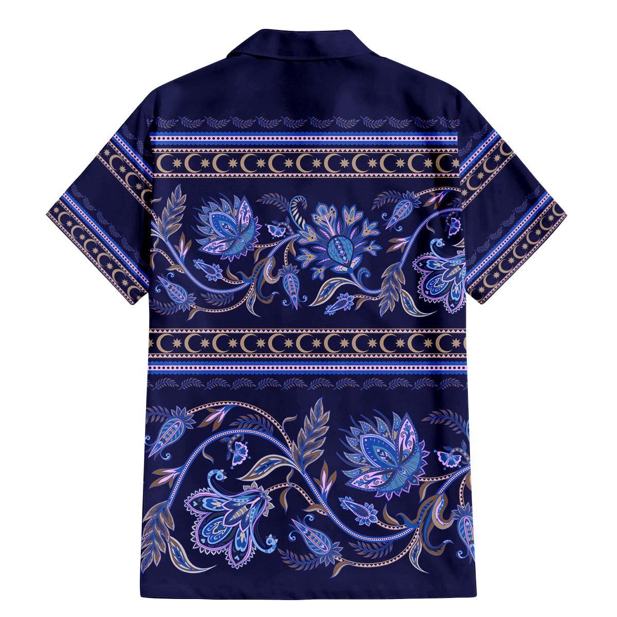 Azerbaijan Family Matching Mermaid Dress and Hawaiian Shirt Traditional Pattern Ornament With Flowers Buta Blue LT9 - Wonder Print Shop