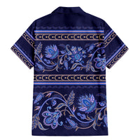 Azerbaijan Family Matching Mermaid Dress and Hawaiian Shirt Traditional Pattern Ornament With Flowers Buta Blue LT9 - Wonder Print Shop