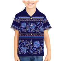 Azerbaijan Family Matching Mermaid Dress and Hawaiian Shirt Traditional Pattern Ornament With Flowers Buta Blue LT9 - Wonder Print Shop