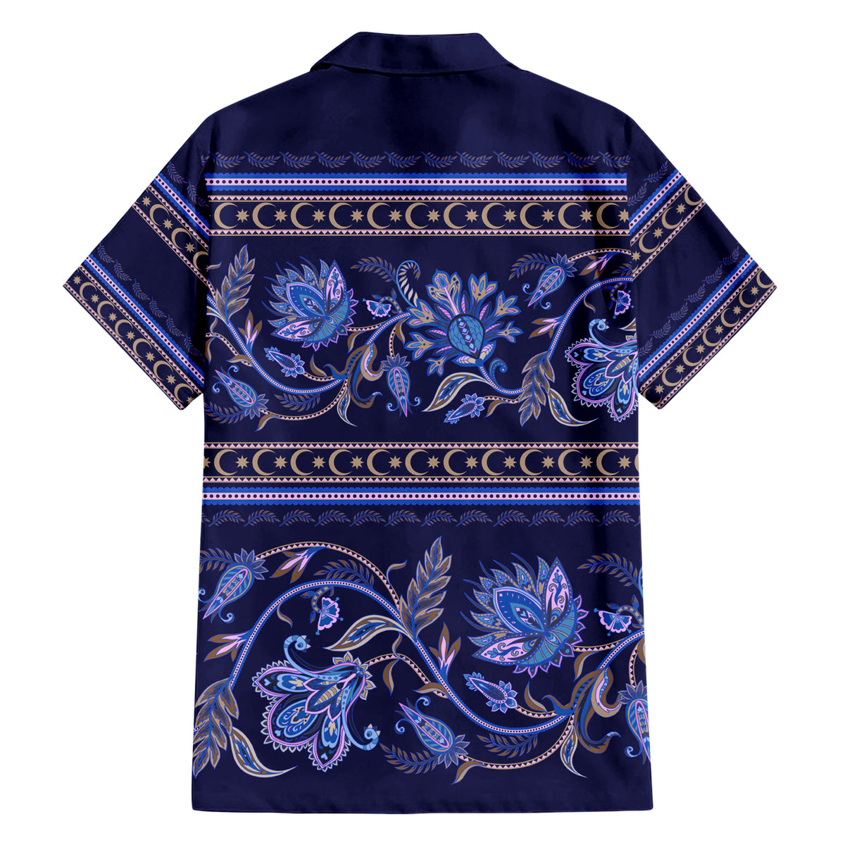 Azerbaijan Hawaiian Shirt Traditional Pattern Ornament With Flowers Buta Blue - Wonder Print Shop