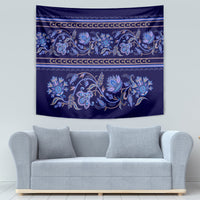 Azerbaijan Tapestry Traditional Pattern Ornament With Flowers Buta Blue - Wonder Print Shop