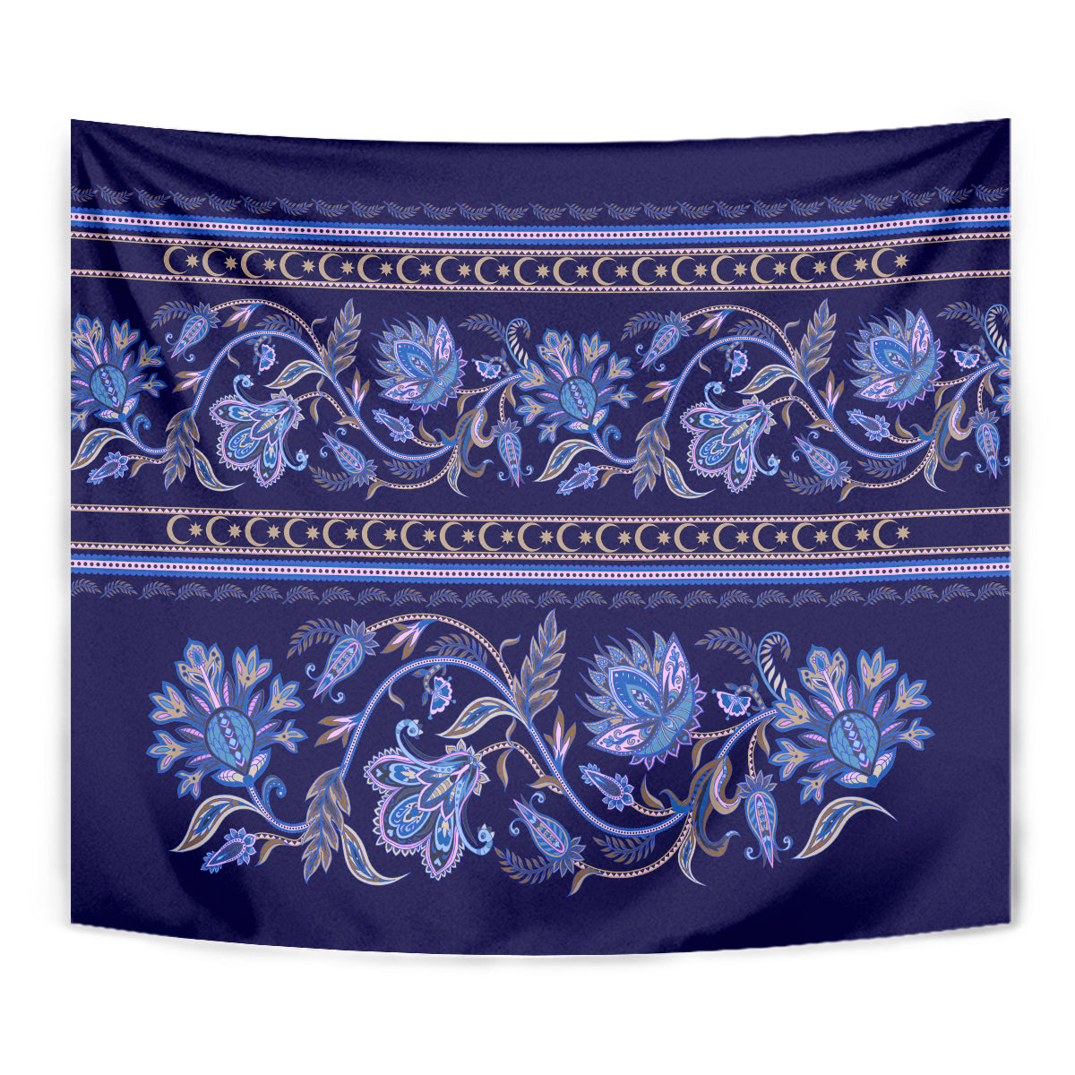 Azerbaijan Tapestry Traditional Pattern Ornament With Flowers Buta Blue - Wonder Print Shop